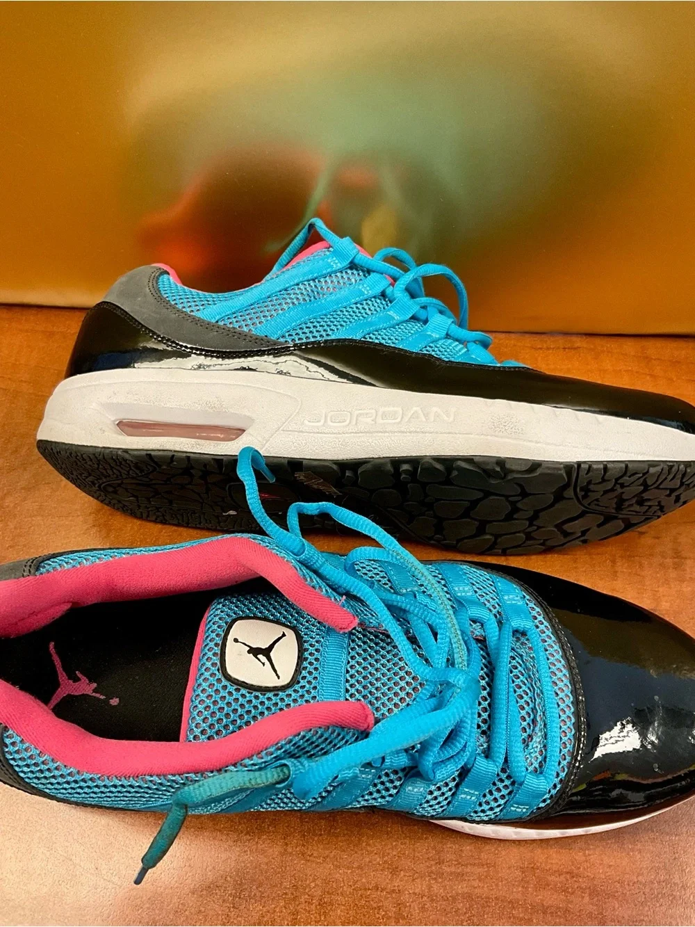 Jordan Youth Turquoise, Black & Pink Low-Top Sneakers
